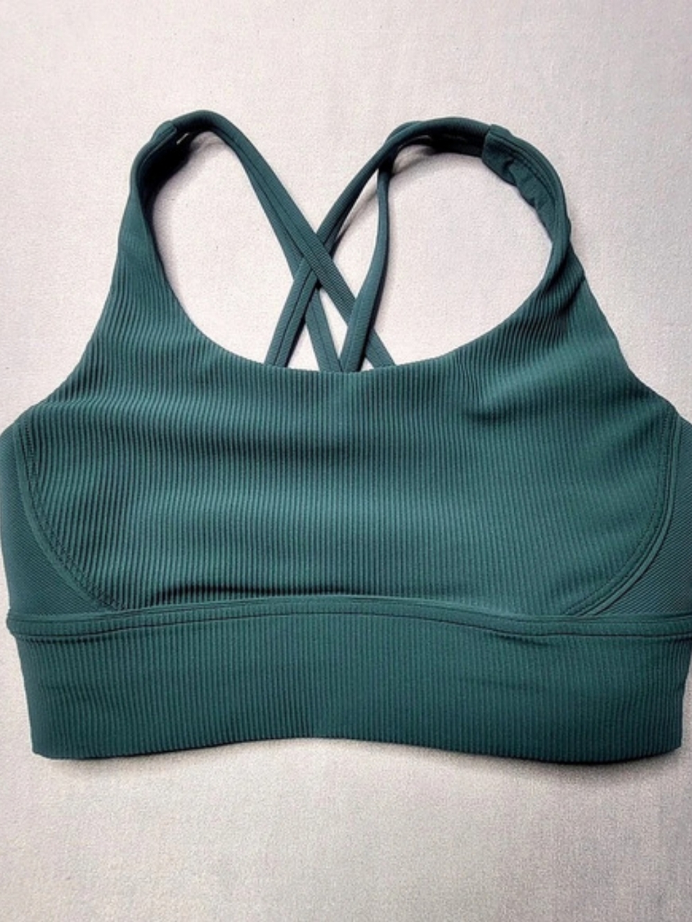 lululemon Women's Sports Energy Bra Long Line Ribbed Color Storm Teal Size 8